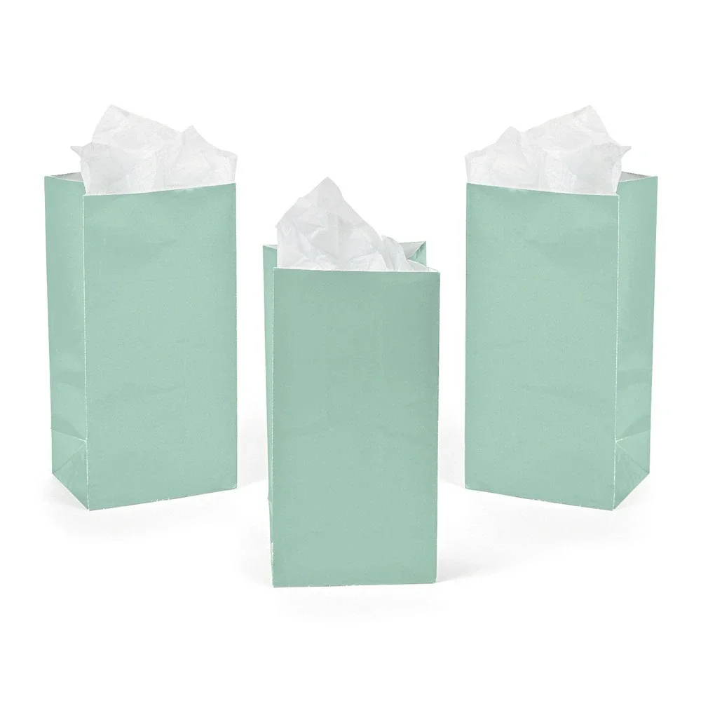 96 Mint Green Paper Gift Bags Matte Pastel‎ Party Favor Bags 6